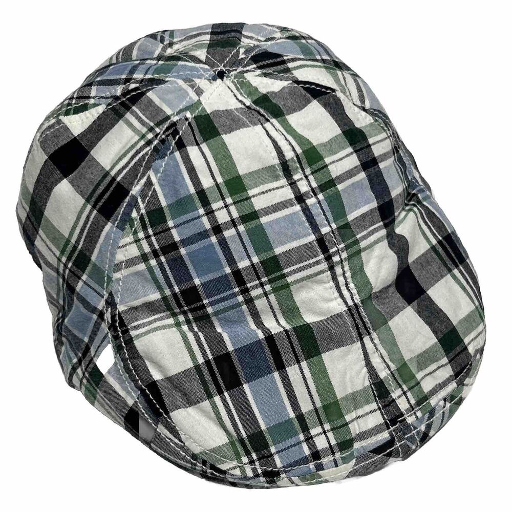 Gymboree Boys Preppy Plaid Golf Hat 4T-5T Cabbie Newsboy Blue Green White